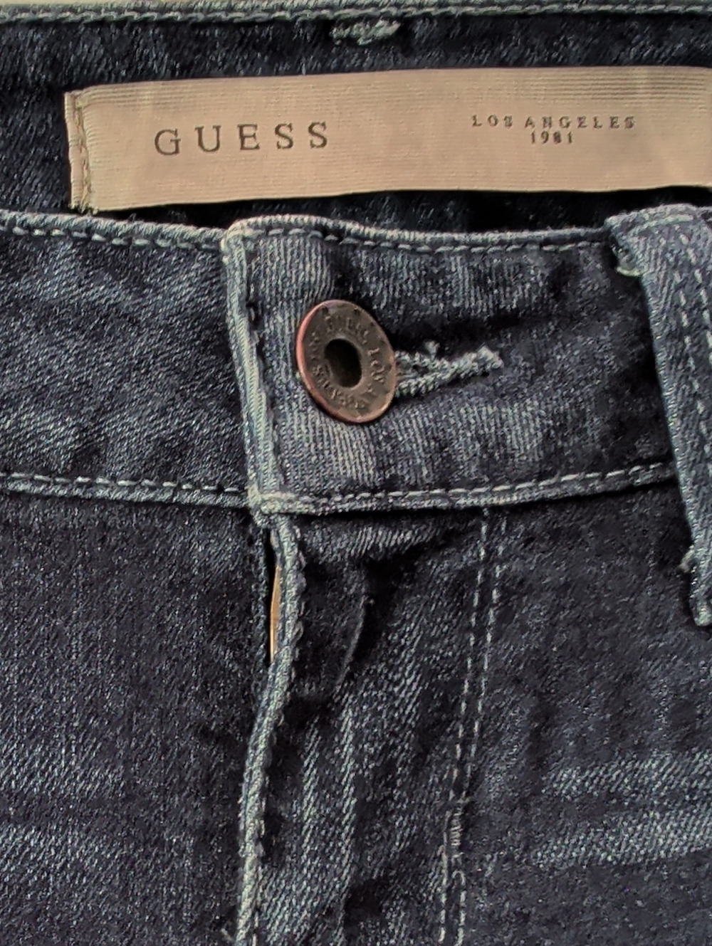 Guess Blue Skinny Jeans with Painted Pink Flowers Size 25 - Picture 5 of 12